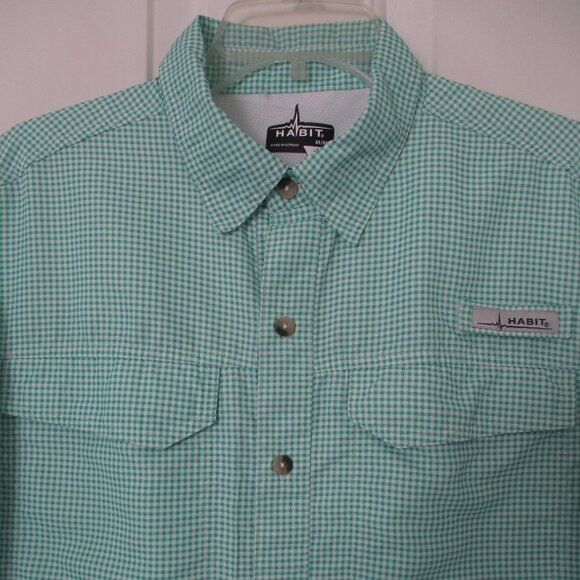 Habit Mens S/S Green Quick Dry Active SPF 40+ Vented Back Fishing Shirt - Medium - Picture 2 of 3